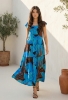 Picture of Azure Mirage Abstract Flowy Maxi Dress
