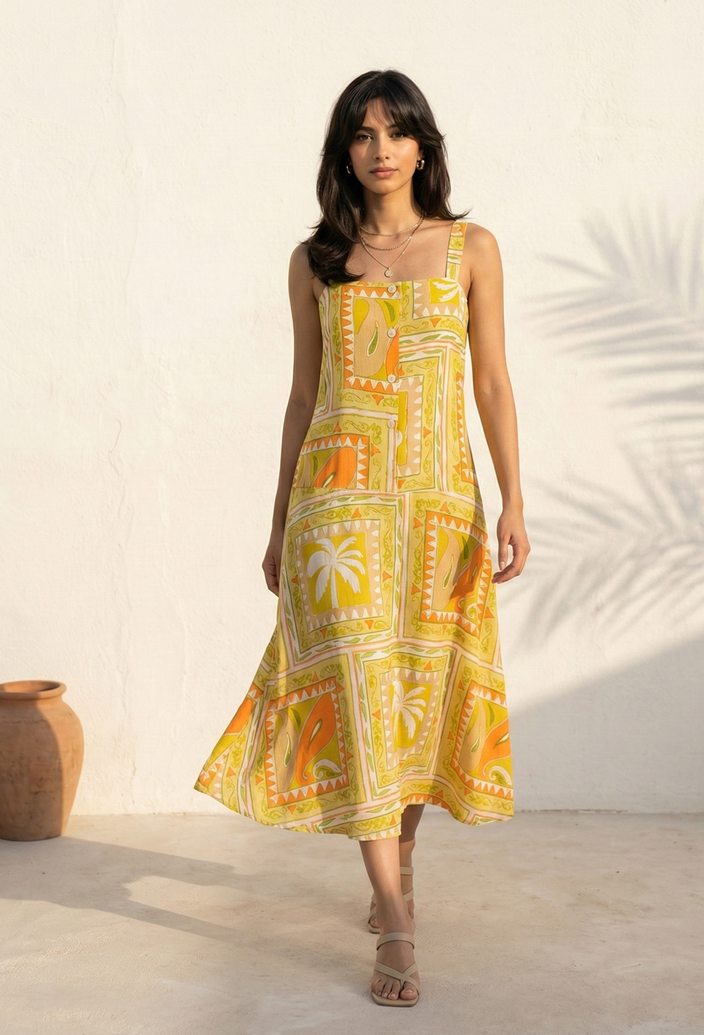 Picture of Sunset Palms Tropical Patchwork Dress