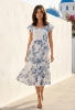 Picture of Santorini Blue Toile De Jour Midi Dress
