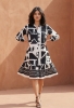 Picture of Modern Ink Geometry Ruffle Dress
