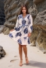 Picture of Navy Palm Breeze Belted Midi Dress