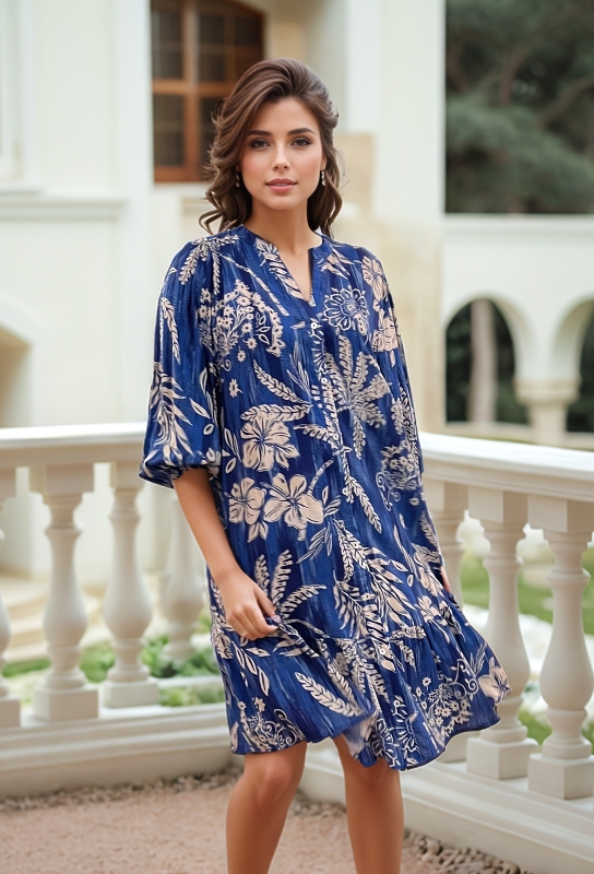 Picture of Deep Indigo Botanical Dress