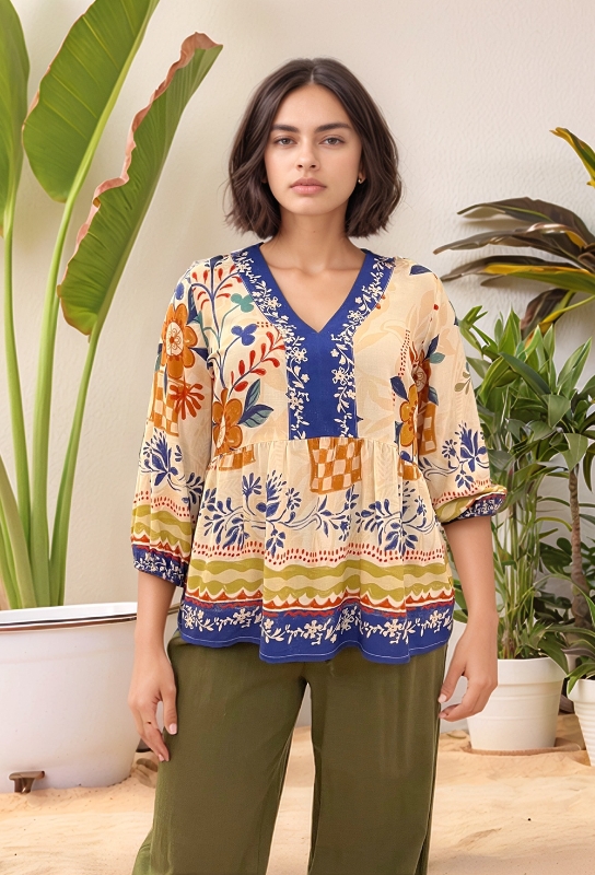 Picture of Folk Bloom Handcrafted Printed Blouse