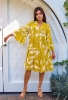 Picture of Sunburst Palm Flare-Sleeve Midi Dress