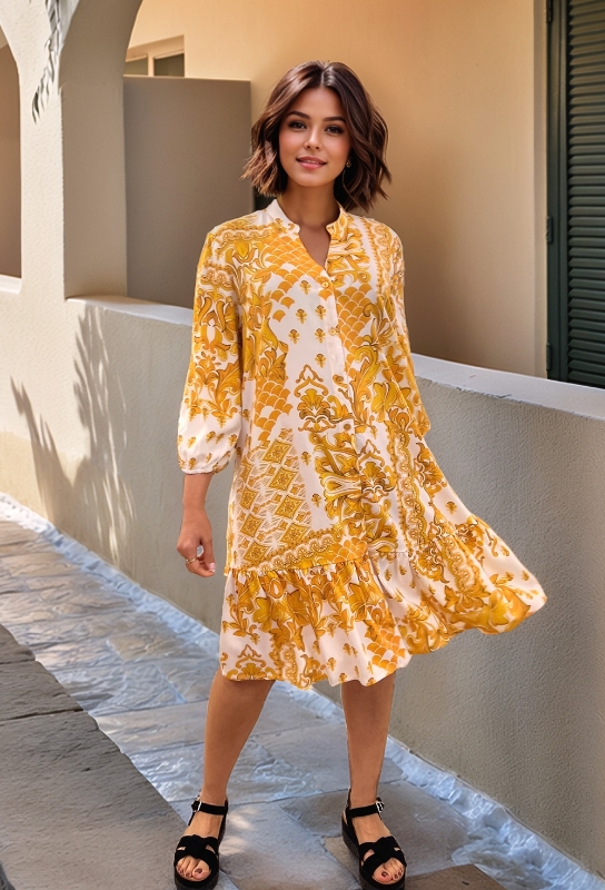 Picture of Golden Baroque Mosaic Dress